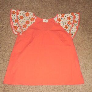 Betsey's Boutique Shop Orange Floral Blouse M L